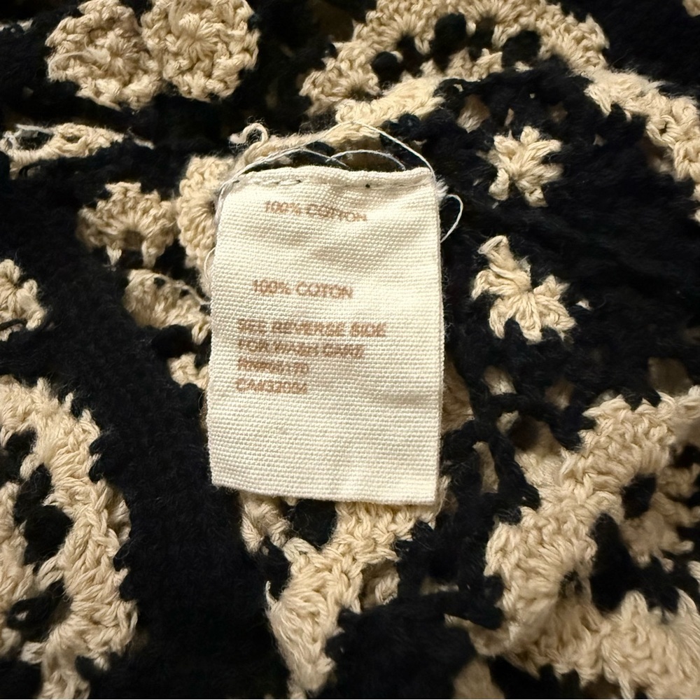 FREE PEOPLE Black & Beige Crochet Delilah Shift Dress Size M - Picture 10 of 14